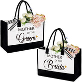 Aoriher mother of bride tote bag with gold heart detail, ideal for wedding day gifts.