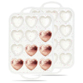 AOTASO heart muffin pan 12-cup cream front enhances even baking for delicate treats.