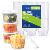 AOZITA 100-set 16 oz deli containers with lids for organized meal prep.