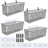 AOZITA four-set extra-large wall baskets with adhesive hooks offer versatile storage.