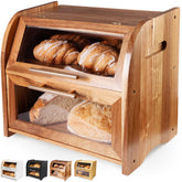 Apace Living Arise bread box front view shows dual compartments for organized storage.