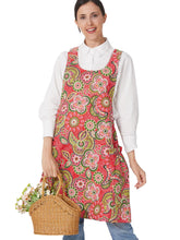 APRONNER Cozy Cross Back Apron with red flowers - front view showing vibrant design for cooking