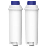 AQUA CREST Coffee Water Filter packaging emphasizes reliability and easy replacement for De'Longhi machines