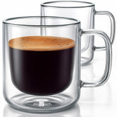 Aquach double-walled 8oz mug with handle, front view for comfortable grip and heat retention.