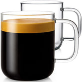 Aquach glass mug 16 oz with handle — crystal-clear view for hot coffee.