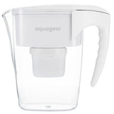 Aquagear water filter pitcher front view shows sleek, durable design for everyday hydration.