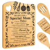 Aremdys bamboo cutting board featuring the recipe for a special mom design, ideal for gifts.