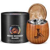 Argefkeen charred wooden whiskey glass showing natural grain for refined tastings.