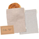 Ark & Aron beeswax bread bags on counter preserving sourdough freshness.
