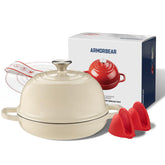 Armorbear 5QT Dutch oven white with lid for crispy crusts.