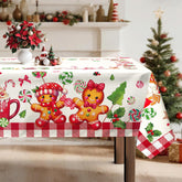 Arquiel Christmas gingerbread tablecloth with gingerbread pattern protects your table from spills