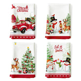 Arquiel Christmas Snowman Tea Towels pattern close-up for quick-dry kitchen use