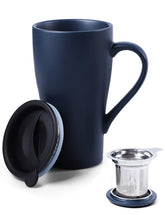 ARRADEN tea cup with infuser in royal blue for loose leaf brewing