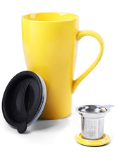 ARRADEN tea mug with infuser and yellow glaze for loose-leaf tea at home