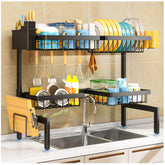 ARSTPEOE over-sink drying rack fully assembled, showing spacious two-tier design for organized dish drying