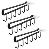 Art Secret under-cabinet mug holder with three hooks keeps mugs organized and accessible.