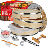 Artcorner 2-tier bamboo steamer basket 10inch for oil-free vegetables and dumplings.