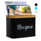 ArtEight black 4x6 recipe box with sturdy metal body keeps recipes organized