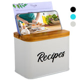 ArtEight recipe box in white demonstrates a sturdy metal frame for organized culinary notes.