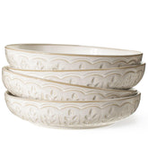 Artena pasta bowls with embossed glaze for elegant serving and easy cleaning.