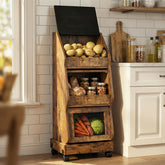 ARTETHYS potato storage bin with lid and wheels for easy pantry access