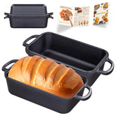 Articasting cast iron loaf pan with lid for even heat and crisp crust.