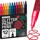 ARTISTRO 12 glitter paint pens pack for versatile crafting projects.