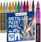 Artistro 12 metallic pens for glass marking deliver a durable, glossy metallic finish