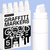 ARTISTRO 5 white paint pen for glass marking with bold, opaque lines.