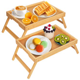 Artmeer bed tray with folding legs in beige, perfect for meals in bed