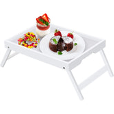 Artmeer bed tray with folding legs in closed position for compact storage.