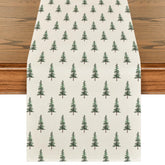 Artoid Mode beige Xmas tree table runner adds festive warmth to holiday dining.