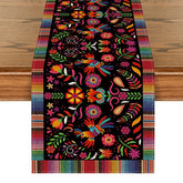 Artoid Mode Bird Dia de los Muertos Serape table runner with festive pattern enhances dining decor