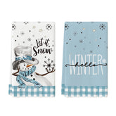 Artoid Mode blue buffalo plaid snowman dish towels for quick dish drying