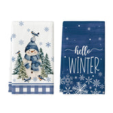 Artoid Mode blue snowman towel with hello winter motif, ideal for festive kitchen drying