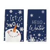 Artoid Mode blue snowman towels stacked, soft and absorbent for quick drying