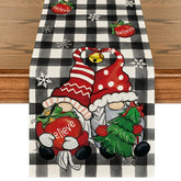 Artoid Mode buffalo plaid gnome bell closeup, showcasing festive fabric and durability.