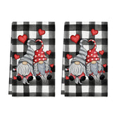 Artoid Mode buffalo plaid gnomes towels closeup—soft fibers protect delicate cookware