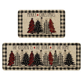 Artoid Mode buffalo plaid Xmas tree mat for festive kitchen decor and floor protection.