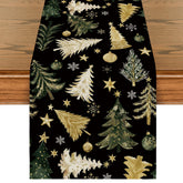 Artoid Mode Golden Pine Trees Snowflake table runner for festive dining