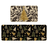 Artoid Mode Golden Xmas Tree Ornament kitchen mat 17x29 adds festive entryway style and comfort.