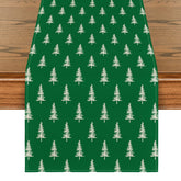 Artoid Mode green Christmas tree table runner with festive pattern for holiday tables