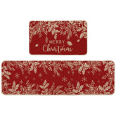 Artoid Mode holly pine branch kitchen mat 17x29 adds festive flair and floor protection.