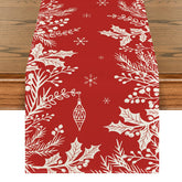 Artoid Mode Holly Pine Branches table runner for a warm holiday table setting.
