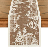 Artoid Mode Igloo Cedar Snowflake silhouette table runner enhances winter dining ambiance.