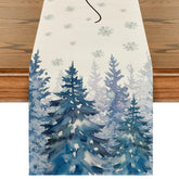 Artoid Mode ink wash painting Christmas trees table runner with a festive pattern for dining