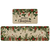 Artoid Mode Leaves Holly kitchen mat 17x29 with festive holly design for seasonal décor and floor protection