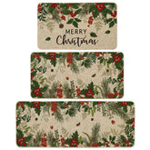 Artoid Mode Leaves Holly Merry Christmas 17x29 kitchen mat angle 1 for festive entryway