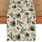 Artoid Mode pine cone leaves stars table runner closeup adds festive charm