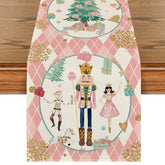 Artoid Mode pink diamond plaid nutcracker detail showcases festive charm and durable fabric.